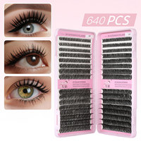 640 PCS Grosir DIY Lash Book 50P 60P Bulu Mata Cluster Campuran Wispy Individual Segment Ekstensi Bulu Mata Tipis