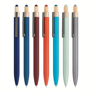Promotional Gel Pen with Touch Stylus for Smartphones Bamboo Pen Environmentally Friendly Press-type <b>Neutral</b> Pen - Product Image 1