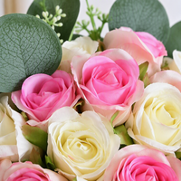 Ramo de Novia de 34 Cabezas de Rosa, Estilo Coreano, Ramo de Mano para Novia y Damas de Honor, Accesorios para Fotos de Boda, Ramo Artificial