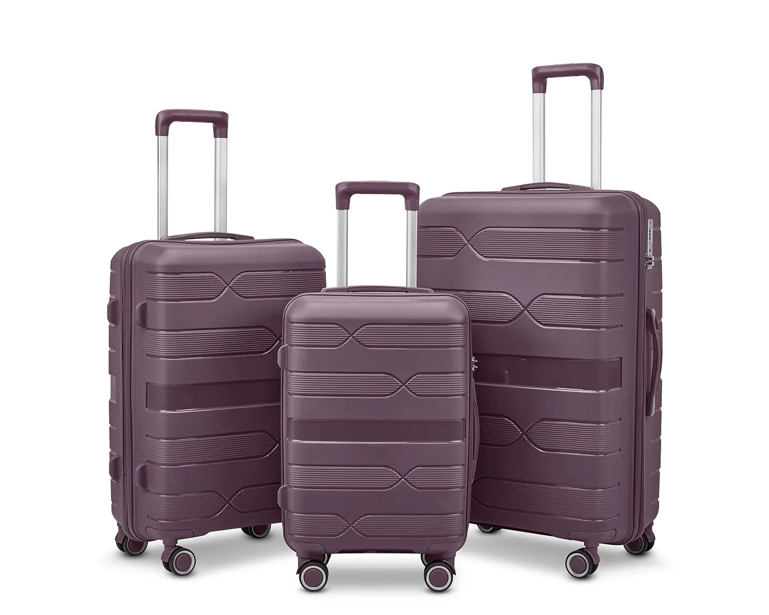 Hot Sale Yes Balance Metal Plastic Handle Black Suitcase 3 Pcs Pp Luggage Sets