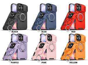 Cover Posteriore Antiurto con Protezione Fotocamera a Scorrimento per <span class=keywords><strong>iPhone</strong></span> 17 <span class=keywords><strong>Pro</strong></span> Max 16 15 14 13 <span class=keywords><strong>12</strong></span> 11 <span class=keywords><strong>Pro</strong></span> e Supporto ad Anello 360 per Samsung S25 - Product Image 2