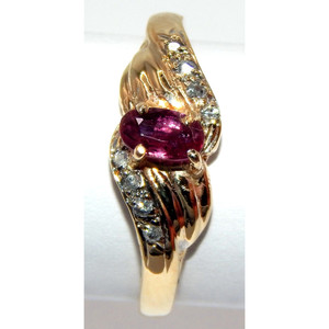 Anello con diamanti e rubino in oro 14k - Product Image 4