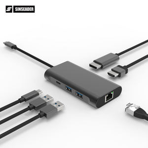 Station d'accueil 6 ports OEM ODM Type-C vers HDMI <span class=keywords><strong>DisplayPort</strong></span> <span class=keywords><strong>RJ45</strong></span> PD 100W USB 3.0 Hub Boîtier en alliage d'aluminium 6 en 1 Hub USB-C - Product Image 1