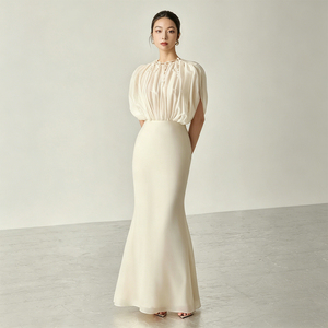 <span class=keywords><strong>Robe</strong></span> de soirée élégante en mousseline de soie, épaules dénudées, motif floral, coupe trapèze, longue, avec traîne, décoration en dentelle et dos ouvert - Product Image 5