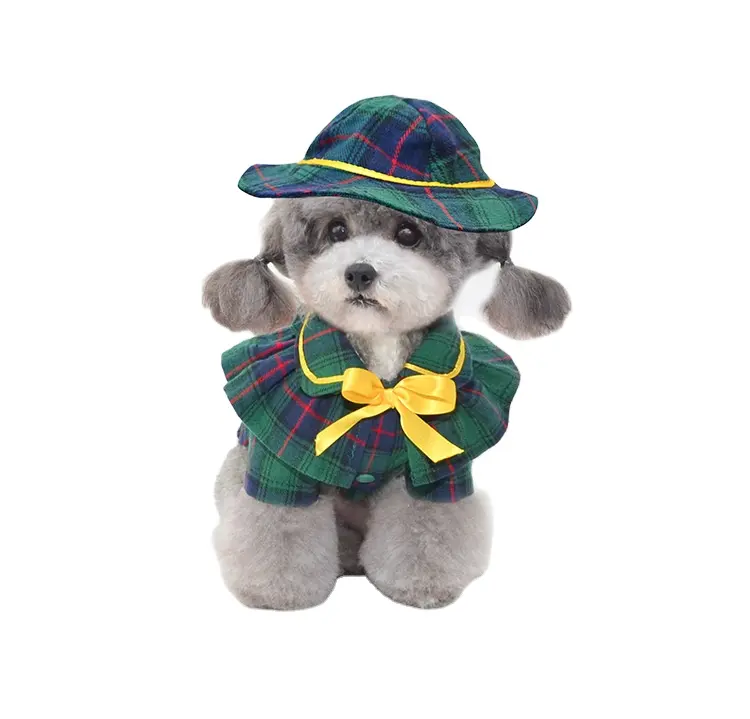 JXANRY秋と冬の新しいペットの犬の帽子小さな犬のリボンの帽子英国の素敵な貴族の犬のスタイル