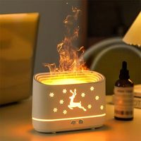 Humidificateur USB Flamme Simulée Cerf Prunier, Lumière d'Ambiance de Bureau, Humidification Ultrasonique, Machine d'Aromathérapie Moulée
