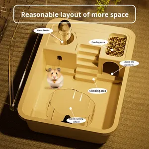 Cage pour <span class=keywords><strong>hamster</strong></span> Ours doré Grand espace Bouton solide en plastique Écologique Maison d'évitement de <span class=keywords><strong>hamster</strong></span> Capacité de 5kg Toutes saisons <span class=keywords><strong>Pet</strong></span> - Product Image 2