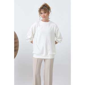 Sudadera Blanca para Mujer con Detalles de Pedrería, Manga Regular, Tejido de Punto 32117SWT - Product Image 2