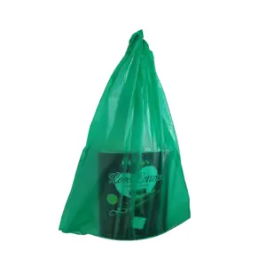 Malaysia Top Sales Green Colour Transparent T-Shirt Grocery Shopping Bag