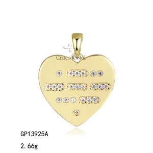 Grace mors kodu 925 gümüş 18K altın kalp kolye kolye takı yapımı için