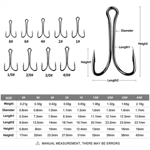 Hameçons doubles en acier à haute teneur en carbone, tranchants, à ardillon, nickel noir, pour leurres souples, hameçons jumeaux pour eau douce, vente en gros - Product Image 5
