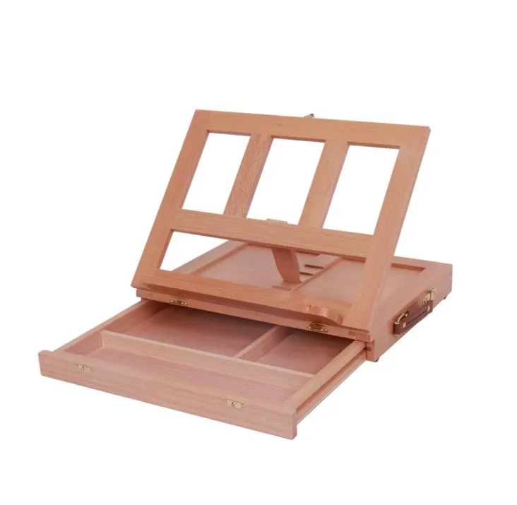 Caixa de madeira para mesa de mesa, fonte de pintura e desenho portátil