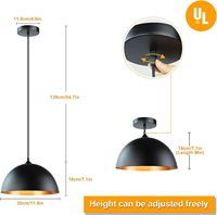 Lustre suspendu LED en aluminium et fer de style industriel américain rétro, hauteur réglable, pour restaurant, bar, comptoir, café