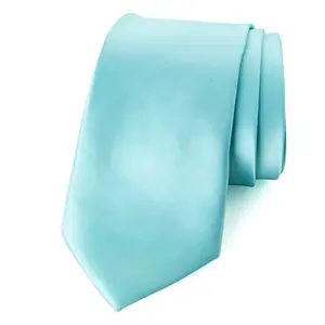 Fast delivery hand made luxurious tie plain pure color light sky blue business micro ties for men Italian tie brands