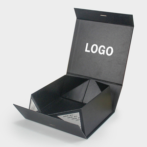 Hộp quà cứng gấp gọn cao cấp, chất liệu giấy cứng màu đen mờ, có nắp đóng từ tính, kích thước logo tùy chỉnh (lớn, nhỏ) - Product Image 4