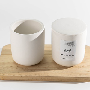 Bắc Âu Tùy Chỉnh Dễ Thương Matte Gốm Nến Tàu Trắng Vòng Nến <span class=keywords><strong>Jar</strong></span> Với Nắp 8Oz 10Oz 12Oz - Product Image 4