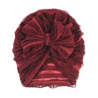 Adorable Turban Bébé à Volants avec Grand Volant et Nœud Désordonné en Tissu Polyester Style Européen-Américain