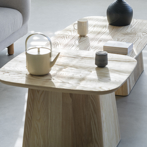 Mesa de Centro de Madera Maciza Estilo Wabi-Sabi con Acabado de Cera Blanca, Diseño Creativo para Muebles de Sala de Estar y Uso en Casas de Huéspedes - Product Image 2