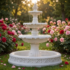 Custom <strong>Large</strong> European Style Natural White Marble Fountain Sculpture Outdoor <strong>Garden</strong> Tiered Stone <strong>Water</strong> <strong>Feature</strong> <strong>for</strong> Manor Decor - Product Image 5