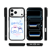 Coque de téléphone AG Feeling Black Edge avec motif chien mignon doré pour iPhone 17, 17 Pro Max, 16 Pro, 15 – Coque magnétique