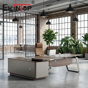 Modern Contemporary Office Furniture Set Large <strong>Rotating</strong> Executive Boss <strong>Desk</strong> Convertible Design - Product Image 1