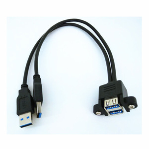 <span class=keywords><strong>Dual</strong></span> USB 3,0 Frontal a Hembra Montaje en Panel a Doble USB AF 2 Tipo a <span class=keywords><strong>Cable</strong></span> de Extensión Macho con Tornillo de Bloqueo 2025 Nuevo 50cm - Product Image 3