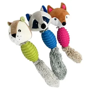 Manufacturer wholesale frog fox squirrel plush tpr dog chew toys