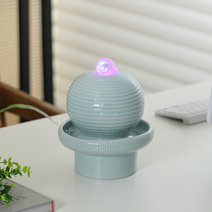 Tráng men gốm Lưu lượng nước đồ trang trí lưu thông đài phun nước trong nhà văn phòng Máy tính để bàn trang trí thác nước gốm thủ công mỹ nghệ - Product Image 5