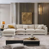 Sofá Modular de Plumas de Lujo Moderno para Sala de Estar, en Forma de L con Chaise Longue, Sofá Seccional de Lino