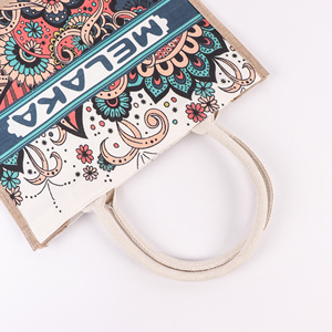 Fashion Custom Linen Handbags Reusable Eco-Friendly Outdoor Shopping Jute <strong>Bag</strong> with Logo - Product Image 5