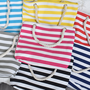 Sac fourre-tout en <span class=keywords><strong>toile</strong></span> rayé rose très vendu, résistant, réutilisable, pour les voyages ou la plage - Product Image 1