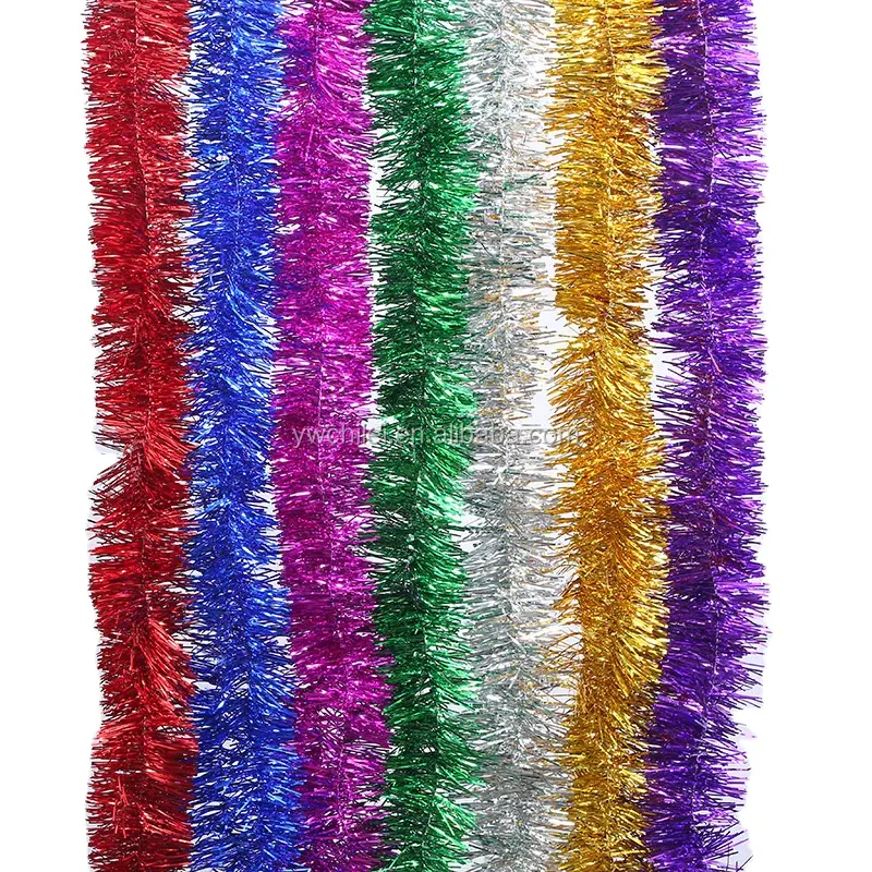 Silver Metallic Tinsel Garland for Holiday Christmas Tree Decorations Wedding