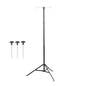 Soporte para Lámpara de Doble Brazo, Aleación de Aluminio, 4 Secciones, Poste de Lámpara Portátil, Altura Ajustable de 200 cm, Negro - Product Image 2