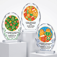 Trophée ovale en cristal à succès, grande surface de gravure, design moderne, pour récompenses annuelles, fêtes de Noël, souvenirs commémoratifs