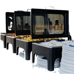 Kuntai Black Luxury Stainless Steel 9L Gas Powered <strong>Fuel</strong> <strong>Chaffing</strong> Dish Buffet Set with Food Warmer 440W - Product Image 2