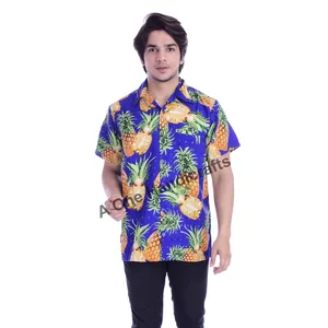 남성 하와이안 셔츠 여름 꽃 탑 다채로운 스트라이프 블라우스 비치 리조트웨어 과일 프린트 의류 캐주얼 셔츠
