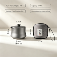 Ensemble de théière de voyage en titane pur avec filtre intégré, tasses empilables avec sac de transport en tissu, kit de thé portable pour le camping en plein air