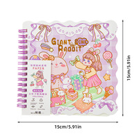 Cartoon-Notizbuch mit quadratischem Spiralbindung, Lederhülle, niedlichem rosa Hasen, hochwertigem DIY-Doodle-Raster und Spiralbindung für Kinder