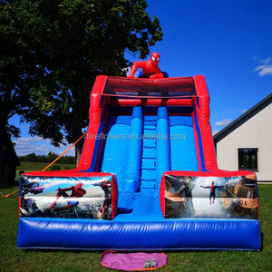Château gonflable <span class=keywords><strong>Spiderman</strong></span> rouge et bleu avec toboggan, toboggan sec, aire de jeux gonflable, location pour fêtes, jeux d'extérieur - Product Image 1