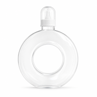 Bouteilles en plastique transparent PETG de 400 ml et 500 ml en forme de donut pour jus, qualité alimentaire, avec anneau et bouchon à poignée portable pour thé au lait Boba – Vente en gros