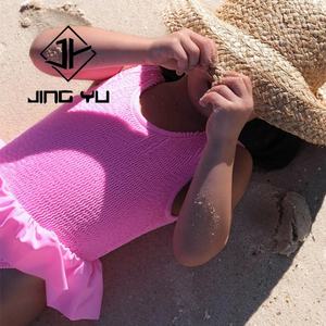 Traje de Baño para Niños Pequeños, Bikini de Encaje con Volantes para Niñas, Traje de Baño de una Pieza de Nailon Reciclado Personalizado - Product Image 1