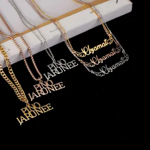 Neue Schmuck Edelstahl personal isierte Gold Initial Custom ized Name Halskette für Frauen