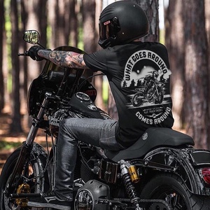 <span class=keywords><strong>T</strong></span>-<span class=keywords><strong>shirt</strong></span> a maniche corte da ciclismo da uomo, abbigliamento da lavoro per motociclisti, stampa serigrafica, motivo teschi in cotone puro nero per strada - Product Image 2