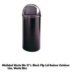 Cestino per Rifiuti Marshal 57 L Nero con Coperchio a Ribalta per Uso Interno ed Esterno - Product Image 2