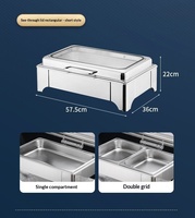 Réchaud de buffet rectangulaire en acier inoxydable 9L pour aliments, ensemble professionnel pour la restauration