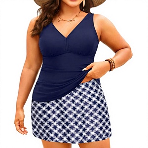 Maillot de bain deux pièces Daci pour femmes grandes tailles avec jupe, effet ventre plat, col en V - Product Image 3