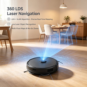 Robot aspirateur avec station autonettoyante tout-en-un, vidage automatique, lavage au jet d'eau chaude, séchage à air chaud, navigation laser LDS - Product Image 5