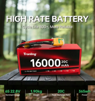 Promo Terbatas Baterai LiPo Semi Solid State Tegangan Tinggi 4.35v 6s 12s 14s 10000mah 16000mah untuk Drone UAV