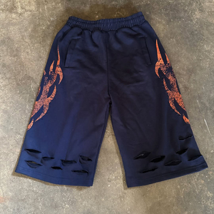 <span class=keywords><strong>Pantalones</strong></span> <span class=keywords><strong>Cortos</strong></span> Deportivos Personalizados para Hombre, Estilo Urbano, Estampados, Lavados con Ácido, Felpa Francesa, 100% Algodón, Desgastados y <span class=keywords><strong>Rotos</strong></span> - Product Image 1