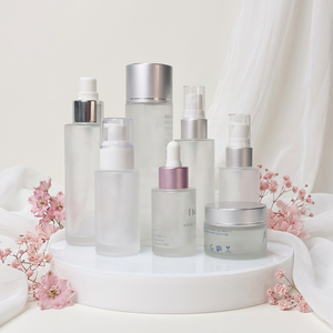 Luxury Frosted clear <b>Glass</b> Skincare <b>Packaging</b> 30ml 40ml 50ml 60ml 80ml Cosmetics Containers <b>Glass</b> Lotion Bottle With Droppe Pump - Product Image 1